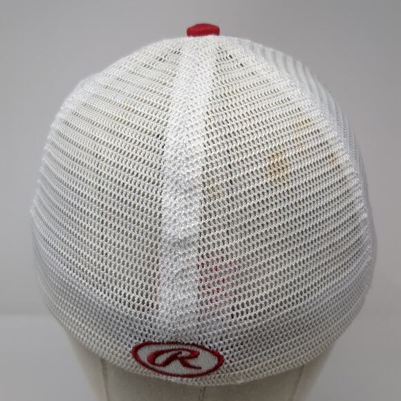 Rawlings Pro Baseball Fitted Trucker Hat Red XL Embroidered Colorblock - Picture 7 of 10